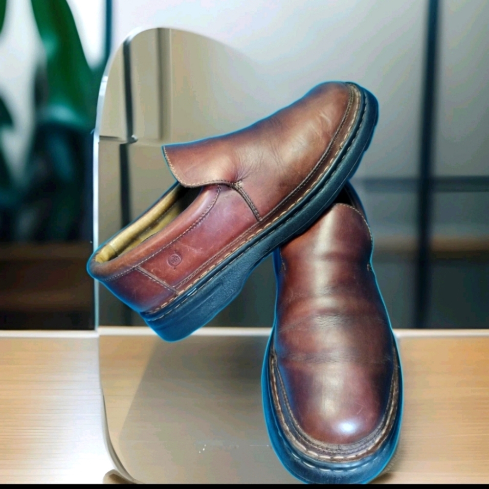 shoes Børn Men’s Leather Slip-On Loafers Brown Size 11.5 M EU 45. Office Casual
